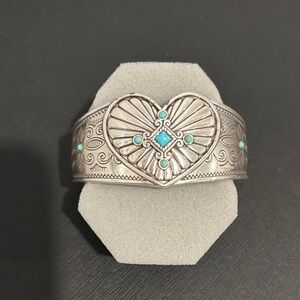 Brighton Silver Bracelet with Turquoise Heart Design